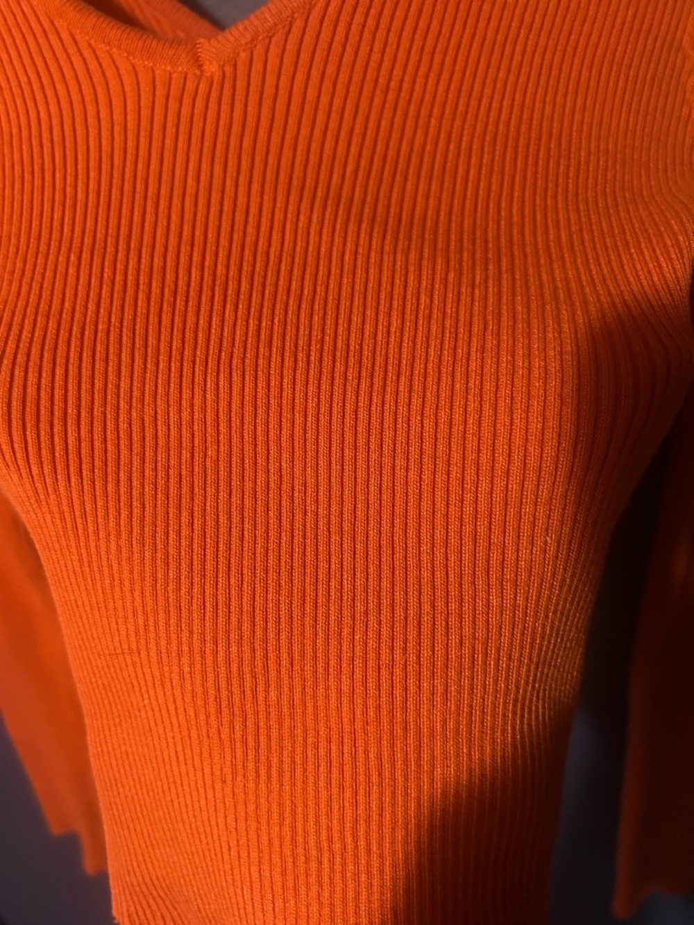 Forever 21 Ribbed V-Neck Long Sleeve Top - Orange - Picture 4 of 5